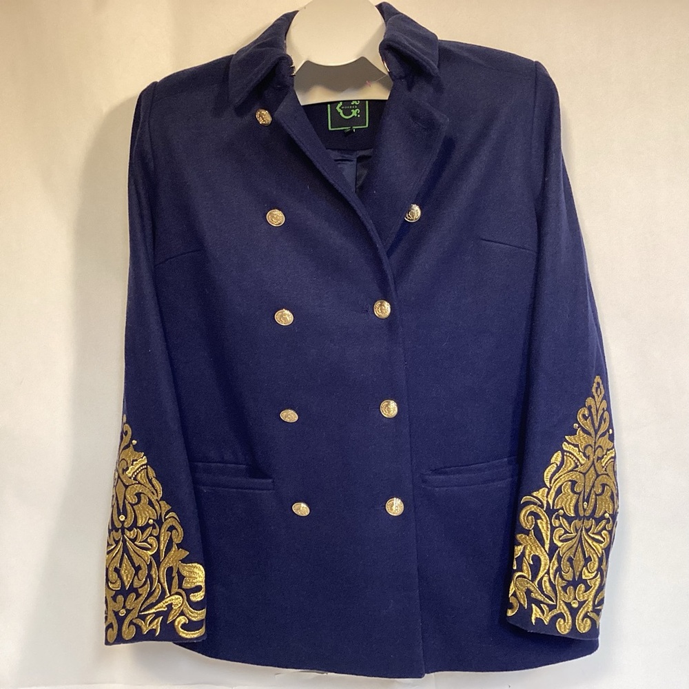 Wonder Women’s embroidered military style double breasted jacket size 10